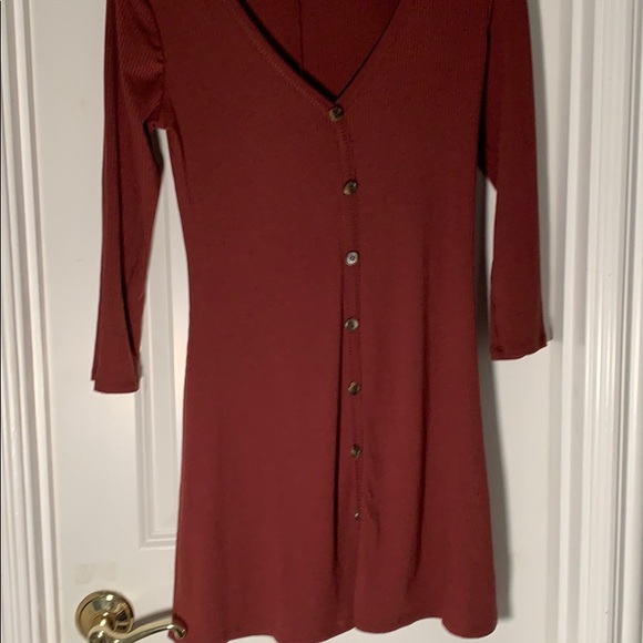 Long Sleeve Ribbed V-neck Mini dress - Picture 2 of 3